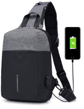 Uosc multifunctionele crossbody tassen heren usb oplaadbaar borsttas korte reis messengers borsttas waterafstotende schoudertas heren: Grijs