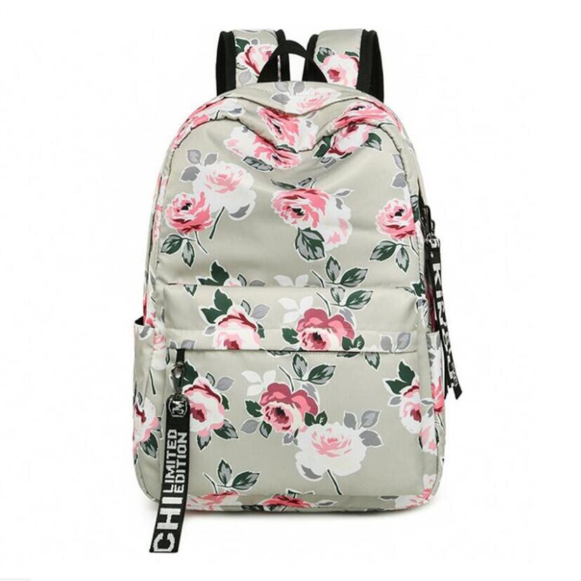 Fengdong fleur impression école sac à dos pour filles sac à dos enfant femme sac à dos de voyage pour ordinateur portable cartable enfants sacs d'école: grey