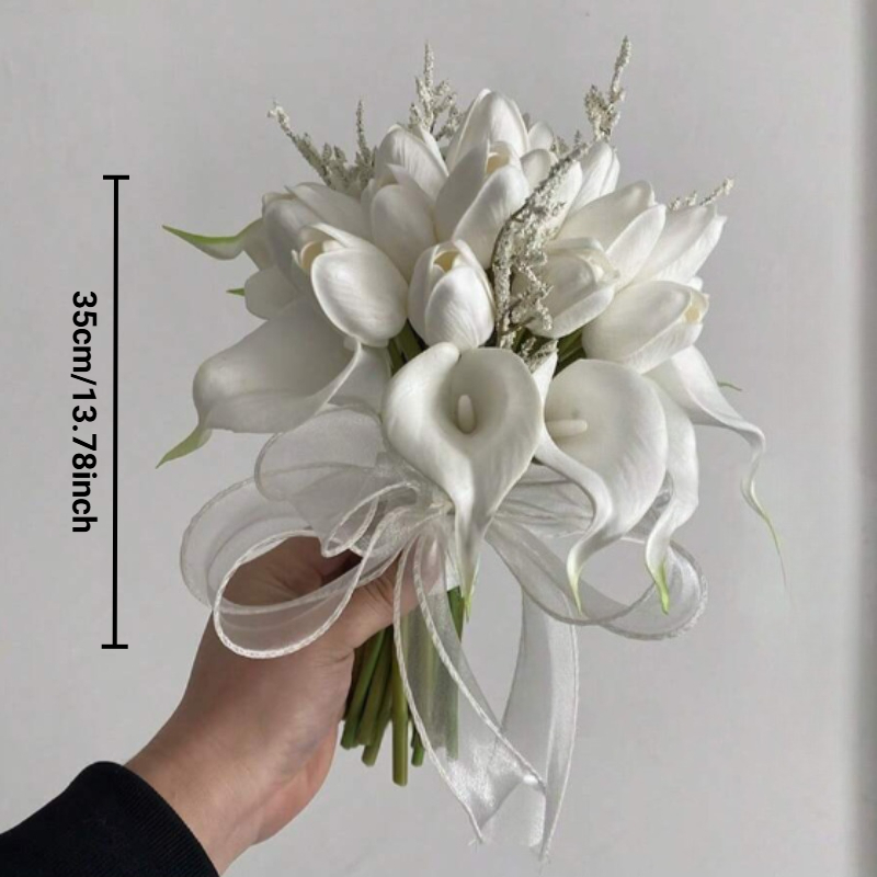 Weiße Calla-Lilien Hochzeitssträuße für sterben Braut, Brautsträuße für Zeremonie, Jubiläum, Hochzeit, Brautparty: WEISS