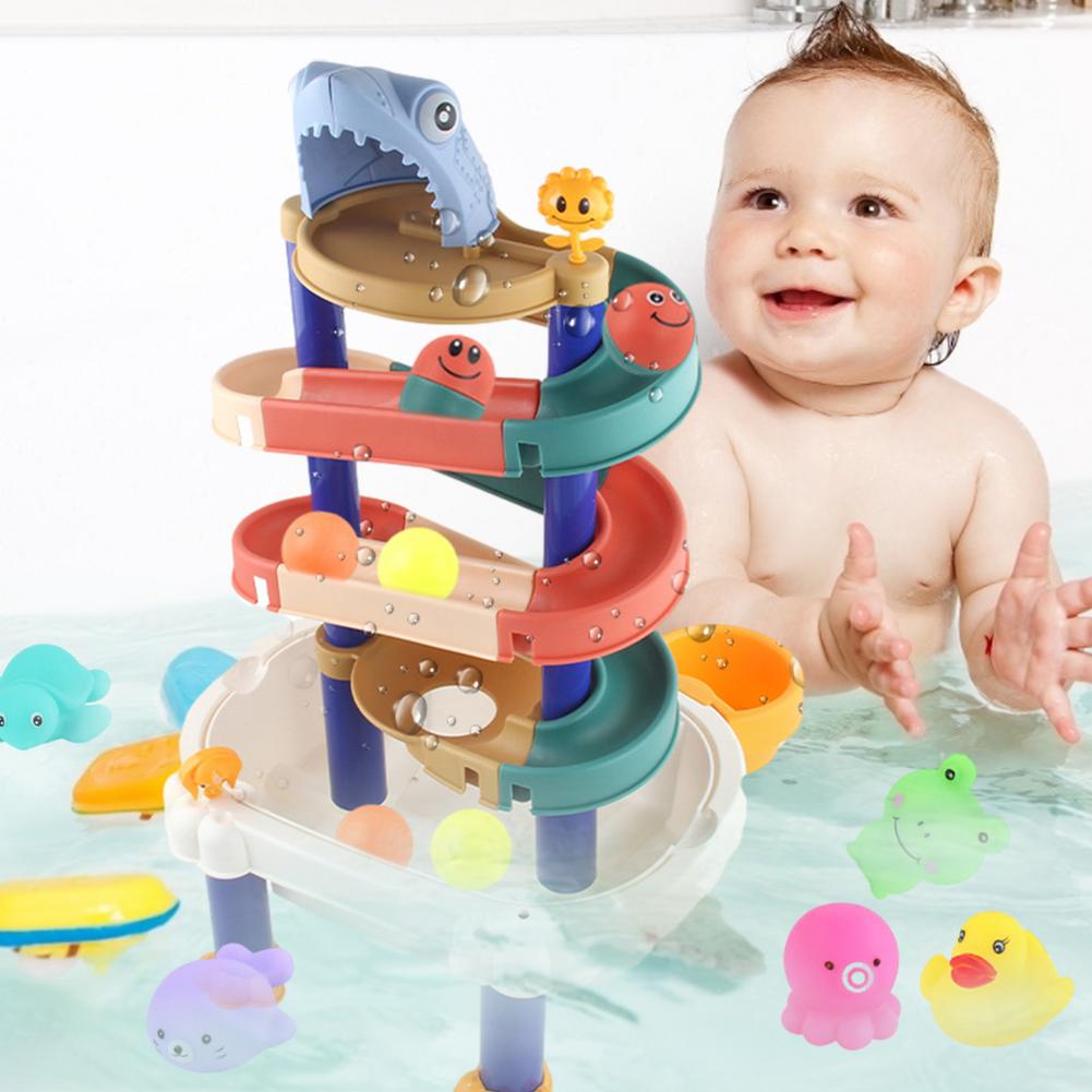 Juguetes de baño para bebés, tobogán de agua artesanal, pista de bolas de cascada, ventosa, Orbits, bañera, ducha