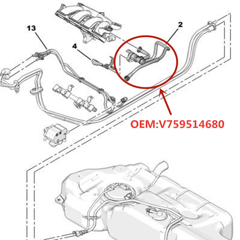 Convient pour Peugeot 208 308SW CC 3008 408 RCZ Citroën C4 C4L C5 DS3 DS4 DS5 6 l'electrovanne canister V759514680 vanne Électrique