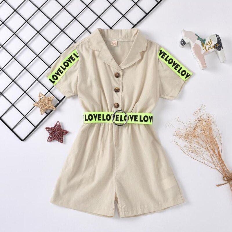 Abbigliamento per bambini Nuova Causale Estate Del Bambino Della Stampa Della Lettera Singolo Bottoni Del Pagliaccetto Della Tuta Tuta Outfit Shorts: 2T