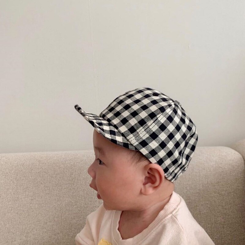 Höst pojkar flickor hatt rutiga kepsar koreanska barn baseball hatt barn tillbehör fotografi pro