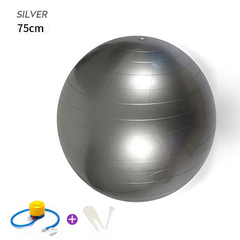 DIRRO 55-75cm Sports Yoga Balls Gym Balance Gym Ball Workout Massage Ball Household Exercise Pilates Fitness Props: 75cm Silver