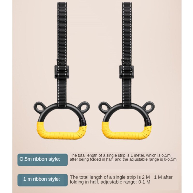 Kids Gymnastics Rings with Heavy Duty Adjustable Straps Hand Tapes for Fitness Pull-Ups Cross Strength Training Gym Equipment