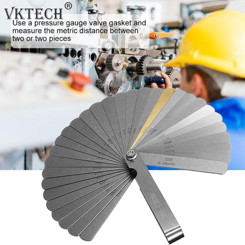 32 Blades Combination Feeler Gauge Metric Imperial Gapped Filler Measure Stainless Steel Foldable Thickness Feeler Gauge