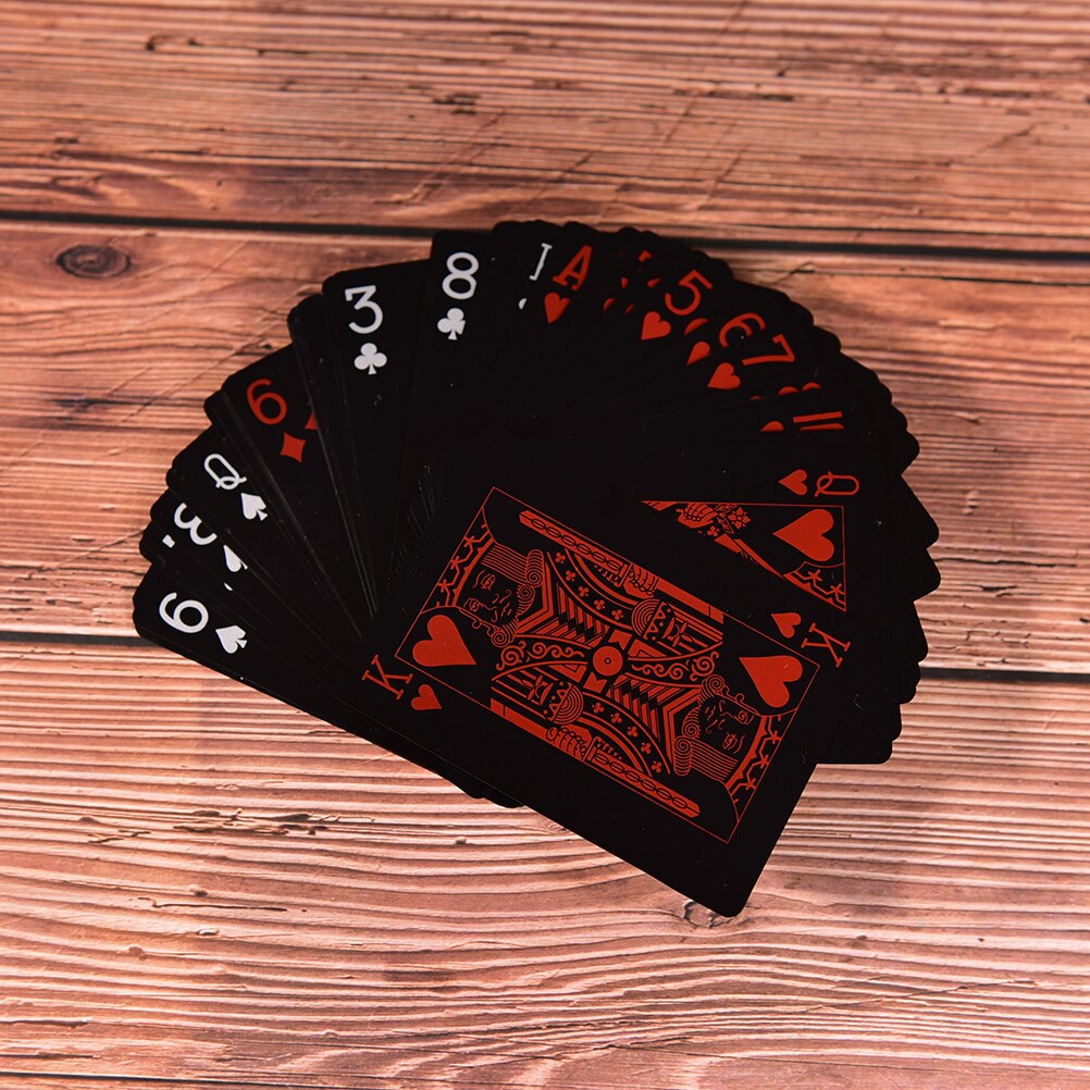 1 sæt vandtætte spillekort plastkort indsamling sorte pokerkort standard spillekort poker