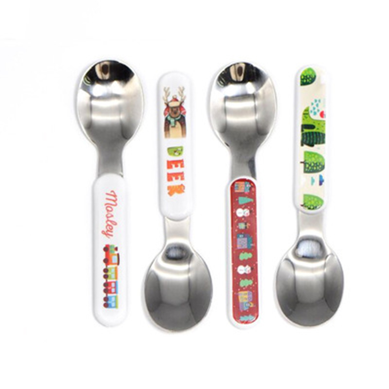 Aldult-cubiertos de sublimación para niños, vajilla de acero inoxidable, vajilla de estilo occidental, cuchillo blanco, tenedor y cuchara