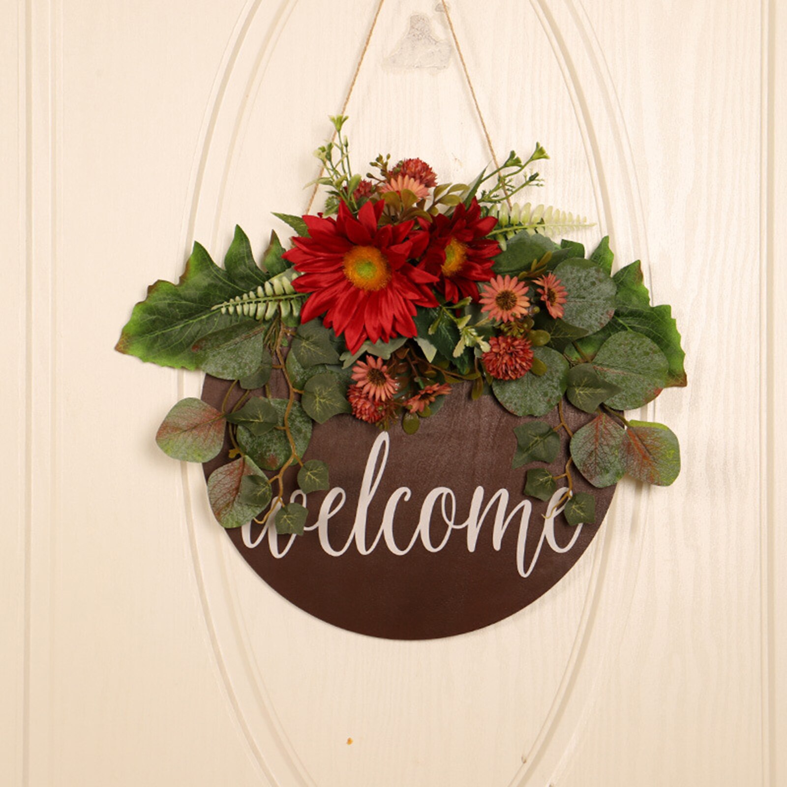 Wooden Farmhouse Welcome Front Door Sign Garland Christmas Easter Porch Spring Decoration