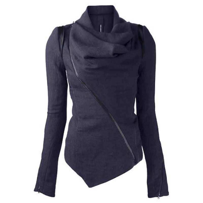 Vrouwen Wol Korte Jassen Jas Overjas Poncho Mode Vrouwen Sjaal Kraag Jas Rits Up Vrouwelijke Lange Mouw Uitloper Jas YF211