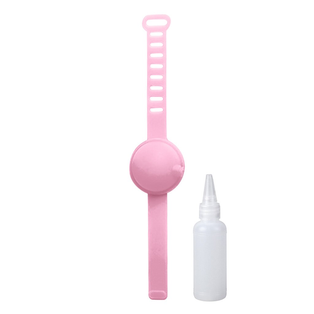 15ml hand sanitizer dispensing portable silikon armband armband vuxen barn flytande armband hand dispenser handtvätt gel #50: Rosa