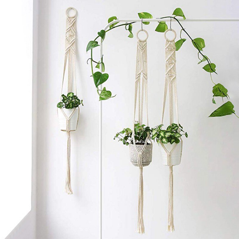 Handgemaakte Geknoopte Macrame Plant Hanger Bloem/pot Hanger voor Wanddecoratie Countyard Tuin