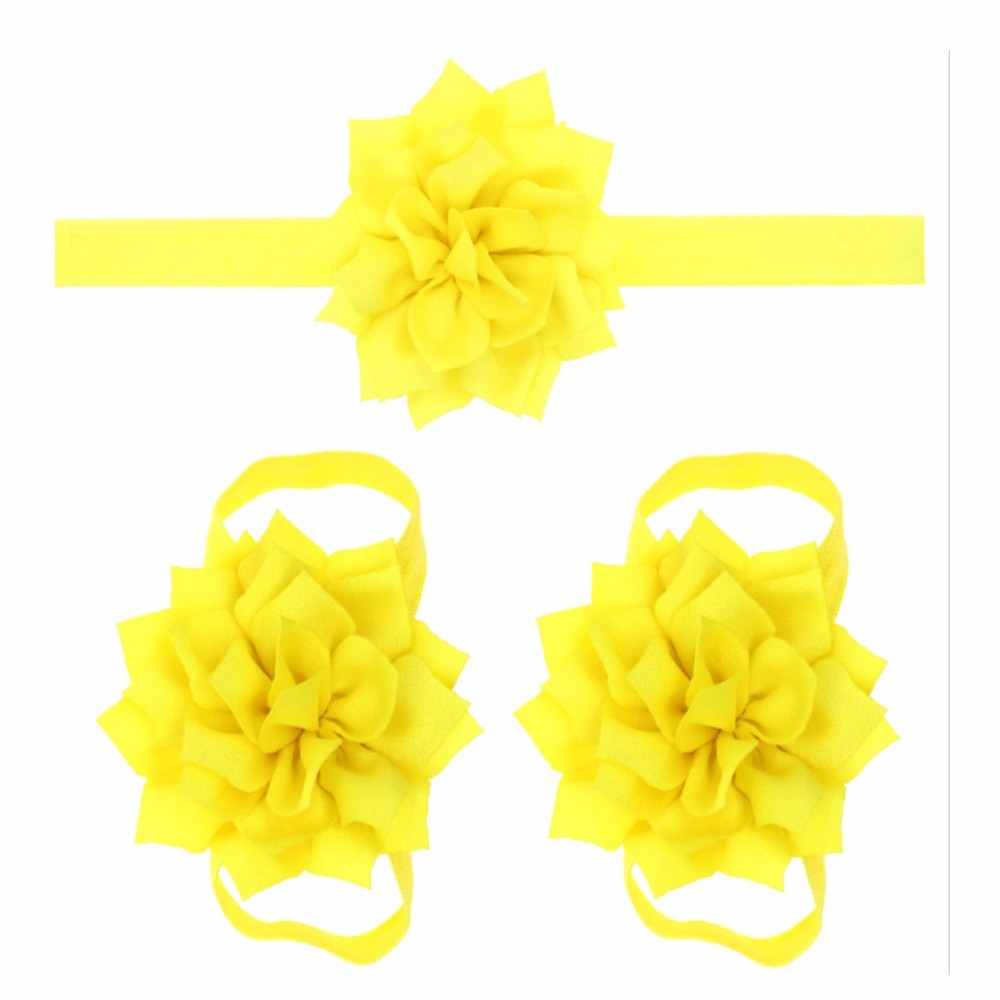 10 forskjellige farger b jente pannebånd og barfot sandaler sett vakre blomster fot band hår tilbehør -10 sett