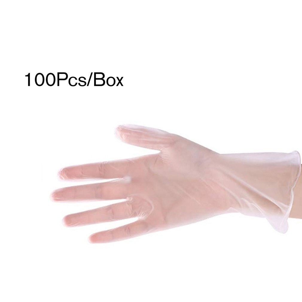 100 stk / sett beskyttelseshansker gjennomsiktig pvc vinyl engangshansker oppvask latexgummi hage universell