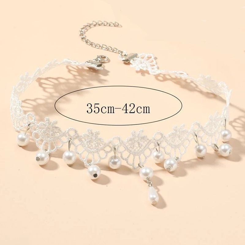 Klassisk gotisk tatovering blonde choker halskæde til kvinder kvast perle vedhæng charme halskæder boho smykker jul  x079
