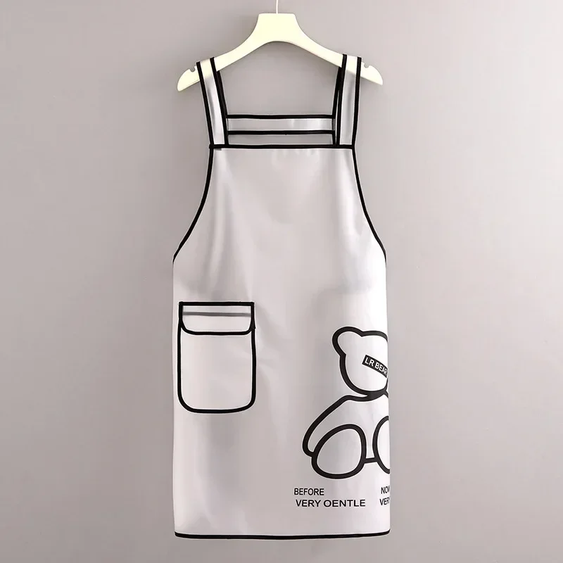 White Black Tpu Kitchen Apron Waterproof Oil Resistant Work Apron Translucent Black Dirt-proof Cleaning Aprons With Pockets: Blue