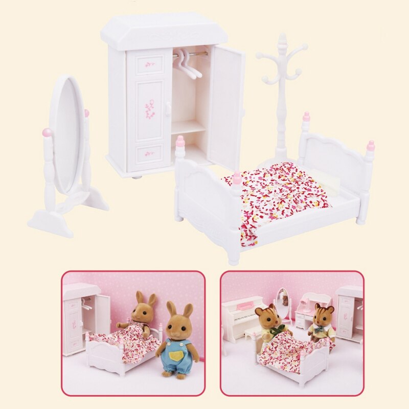 Foresta Famiglia Villa 1:12 Mobili Set Giocattolo FAI DA TE Miniatura Piccolo Dollhouse Fluttuazione Letto Set Casa di Bambola Giocattoli Per I Bambini: 6