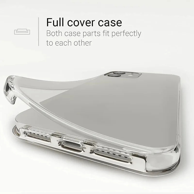 Funda de cuerpo completo para iPhone, carcasa transparente de silicona TPU de doble cara, suave, 360, 15, 14 Pro Max, 13, 12 Pro, 11 XS