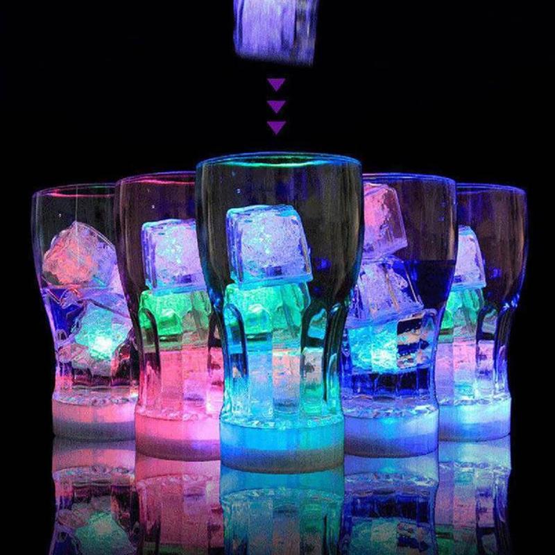 Cubo de hielo brillante para fiestas, Bola de neón parpadeante, suministros de vino para vacaciones, decoración de Navidad, luz de boda, 12 Uds.