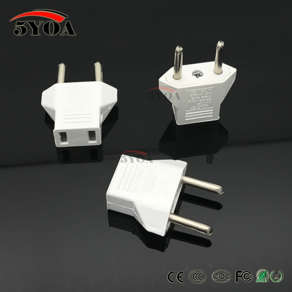 Universele Amerikaanse Om Eu Plug Usa Om Euro Europa Reizen Witte Muur Ac Power Charger Outlet Adapter Converter 2 Ronde socket Input Pin