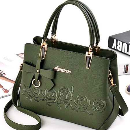 Yogodlns Women Bag Vintage Handbag Casual Tote Women Messenger Bags Shoulder Top-Handle Purse Wallet Leather: Green