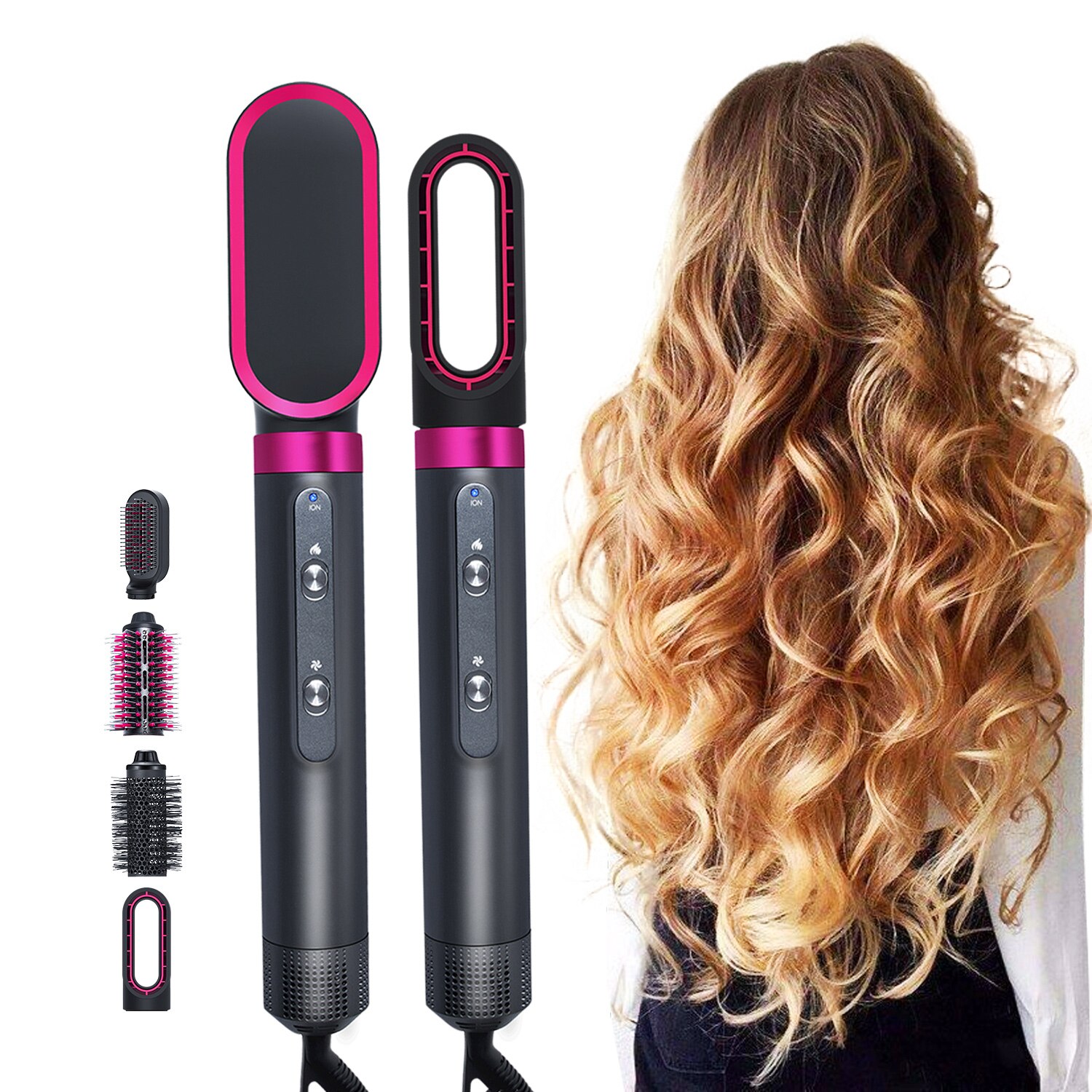 4 In 1 Hair Dryer Brush One-Step Hair Dryer and Volumizer Air Brush 360 Degree Rotating Hair Straightener Curls