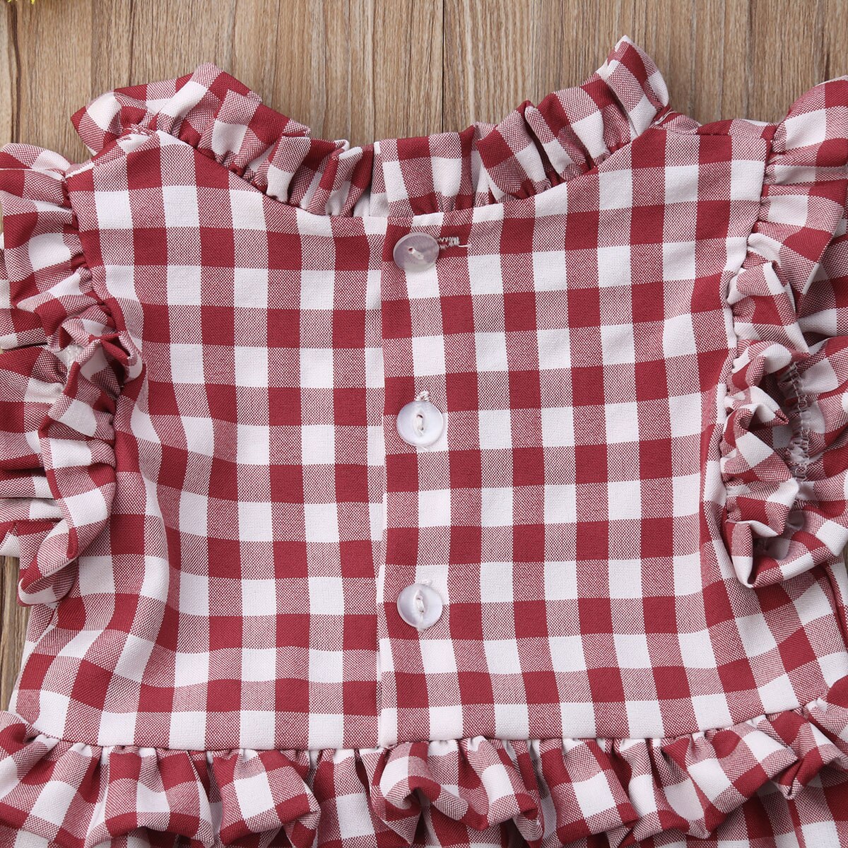 Brand Newborn Infant Baby Girl Ruffle Plaid Sunsuit Bodysuit Outfits One-Pieces Checked Children Summer Clothing 0-18M