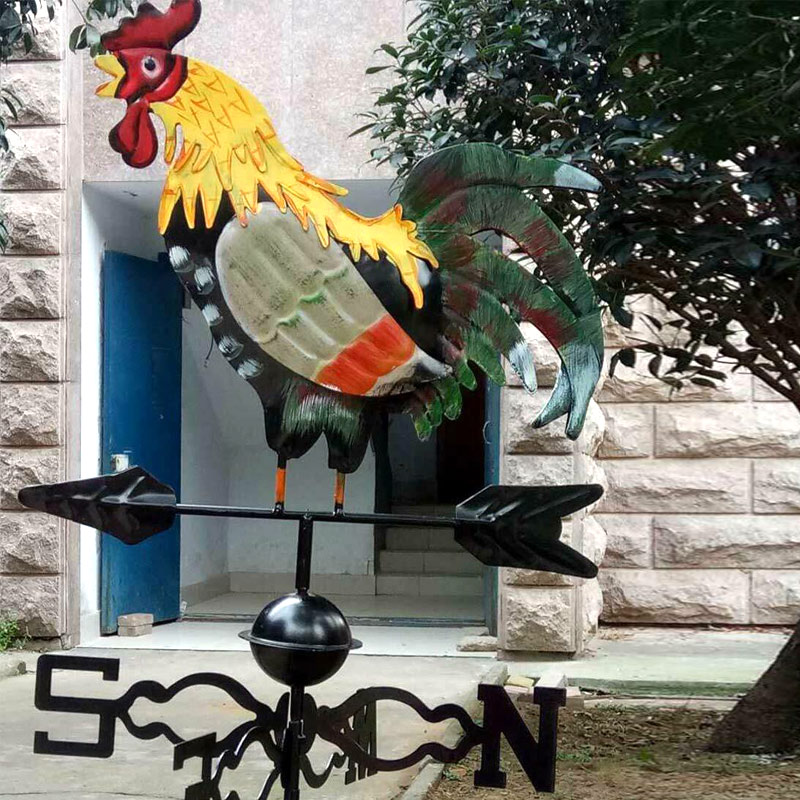 Metal Weather Vane with Rooster Ornament Rooster Weathervanes Garden Patio Decor BJStore