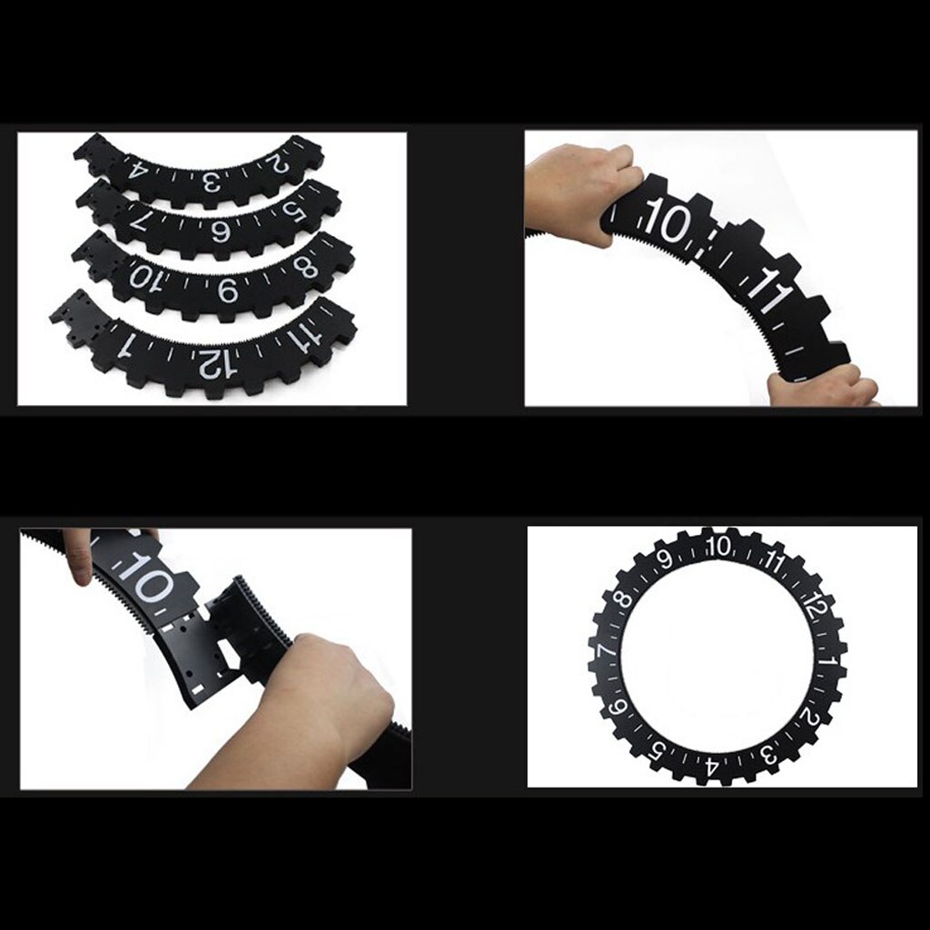 3D DIY Large Wall Rotary Gear Clock Mechanical Calendar Decorative Clock Black for Home Room Decor Office Cafe Display