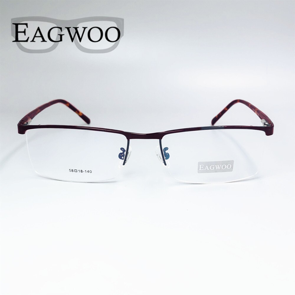 Metalen Aluminium Half Velg Optische Frame Prescription Mannen Rechthoekige Brillen Business Bril Sport Spektakel Breed Grote Gezicht 58mm