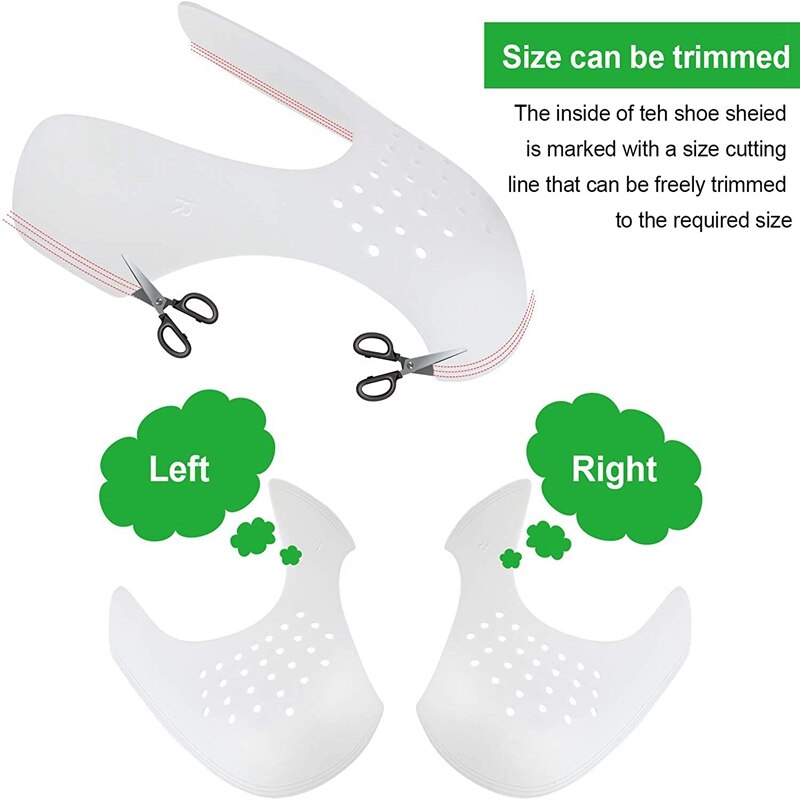 Protector de pliegues para zapatos, antiarrugas, soporte para la punta del pie, Protector ligero para mantener las zapatillas, 2 piezas