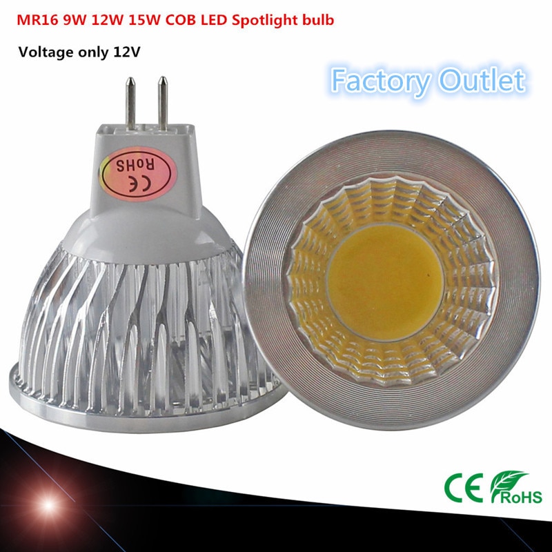 High Power Lampada Led MR16 Cob 9W 12W 15W Led Cob Spotlight Cool White Mr 16 12V Bulb Lamp Warm/Cool