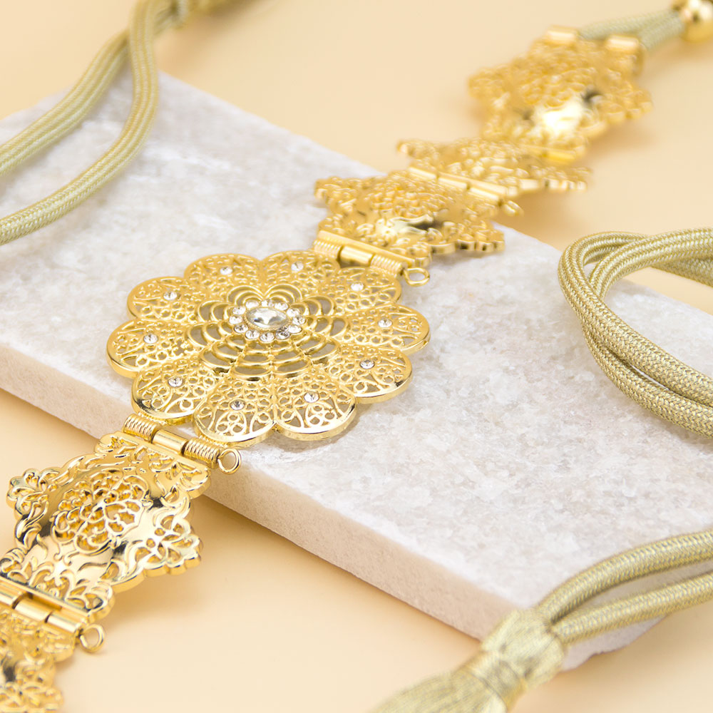 Sunspicems – ceinture Caftan marocain couleur or, glands à main, corde, chaîne de taille pour femmes, décoration de bijoux de mariage arabe