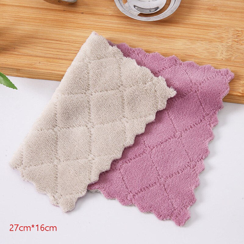 Microfiber Cleaning Cloth Super Absorbent Household Dish Towels Kitchen Oil And Dust Clean Wipe Non-Stick 5/10pcsOil Rags: Brown  Purple / 5pcs