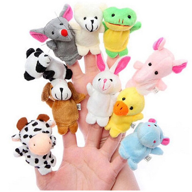 10 st tecknad djur sammet finger docka finger leksak finger docka baby duk pedagogisk hand