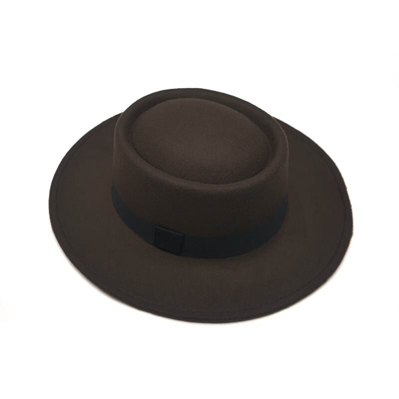 Vinter efterår sejler flad top hat til kvinder & #39 ;s mand bred skygge damer fedoras hat jazz cap klassisk bowler feminino gorra: 2