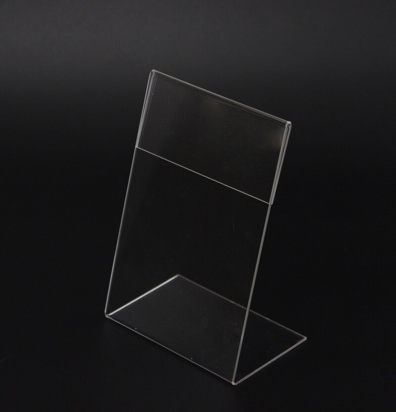 Acrylic T1.3mm Vertical Clear L Shape Plastic Table Sign Price Tag Label Display Rack Paper Card Holders Stands 20pcs