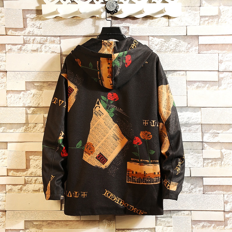 Män casual jackor med luva herr streetwear bomberjacka tryck vindjacka manliga koreanska ytterkläder höstkappor väst homme ,za228