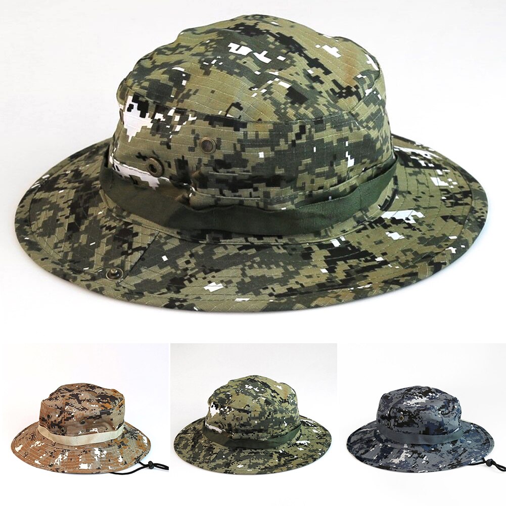 Unisex Wide Brim Camouflage Hiking Outdoor Fishing Bucket Boonie Sun Hat