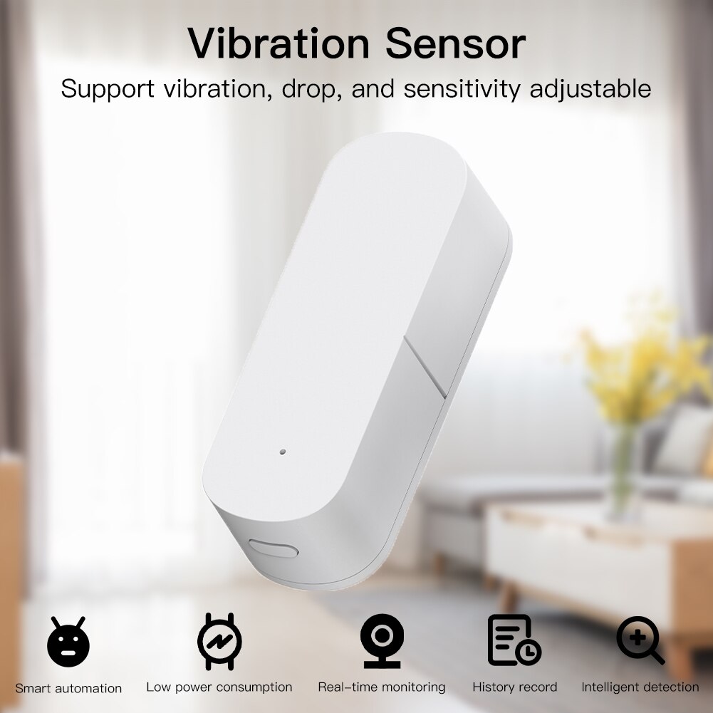 Moes Zigbee Smart Vibration Sensor Detection,Tuya Smart Life APP Notification,Real-Time Motion Shock Alarm,History Record