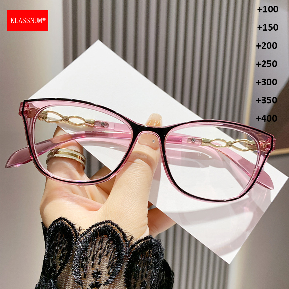 KLASSNUM, gafas de lectura clásicas para mujer, gafas para presbicia con aumento a la , gafas para presbicia, lentes transparentes + 1,0 2,0 2,5 4,0