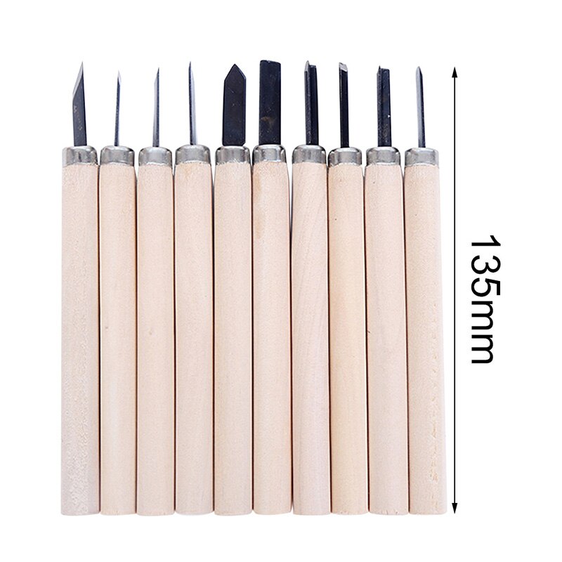 12/10-piece Craft Wood Carving Knife Hand-carved Wooden Handle Set Student Hand-carved Wood Carving Knife Carving Set