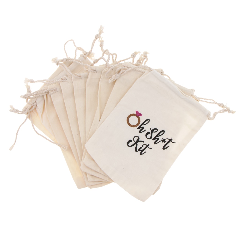 Sacs en lin Vintage, 10 pièces, Kit Oh merde, sac à bonbons pour bijoux, faveurs de mariage, sacs à poche, fournitures de fête