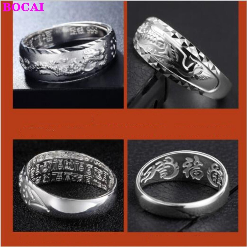 S999 bague en argent sterling pour hommes et femmes artisanat en argent thaïlandais simple dragon anneau d'ouverture personnalité bague Phoenix pour les femmes