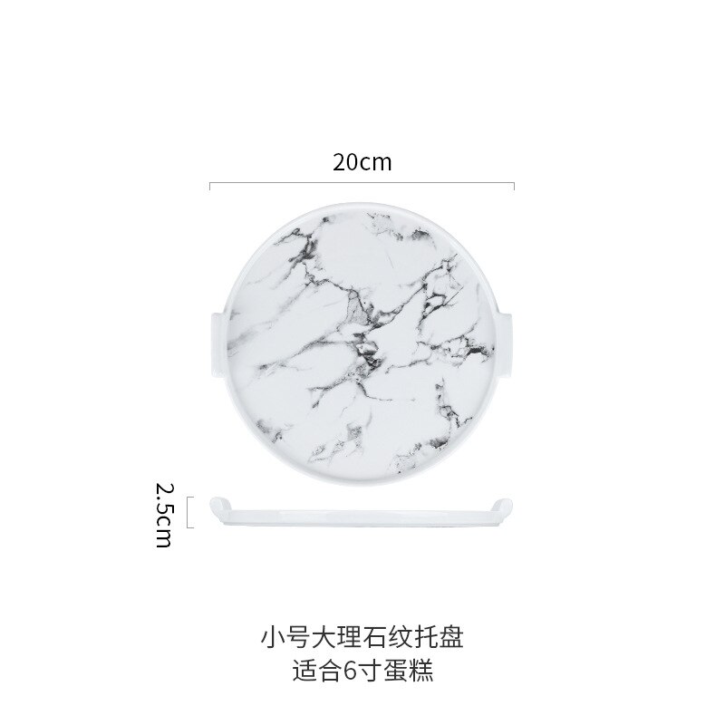 Style européen gâteau plat verre céramique exposition plateau cache-poussière essai plaque décoration créative Dessert Table décoration:  Accessories  Small Number Stone Dual Handle Ceramic Dish