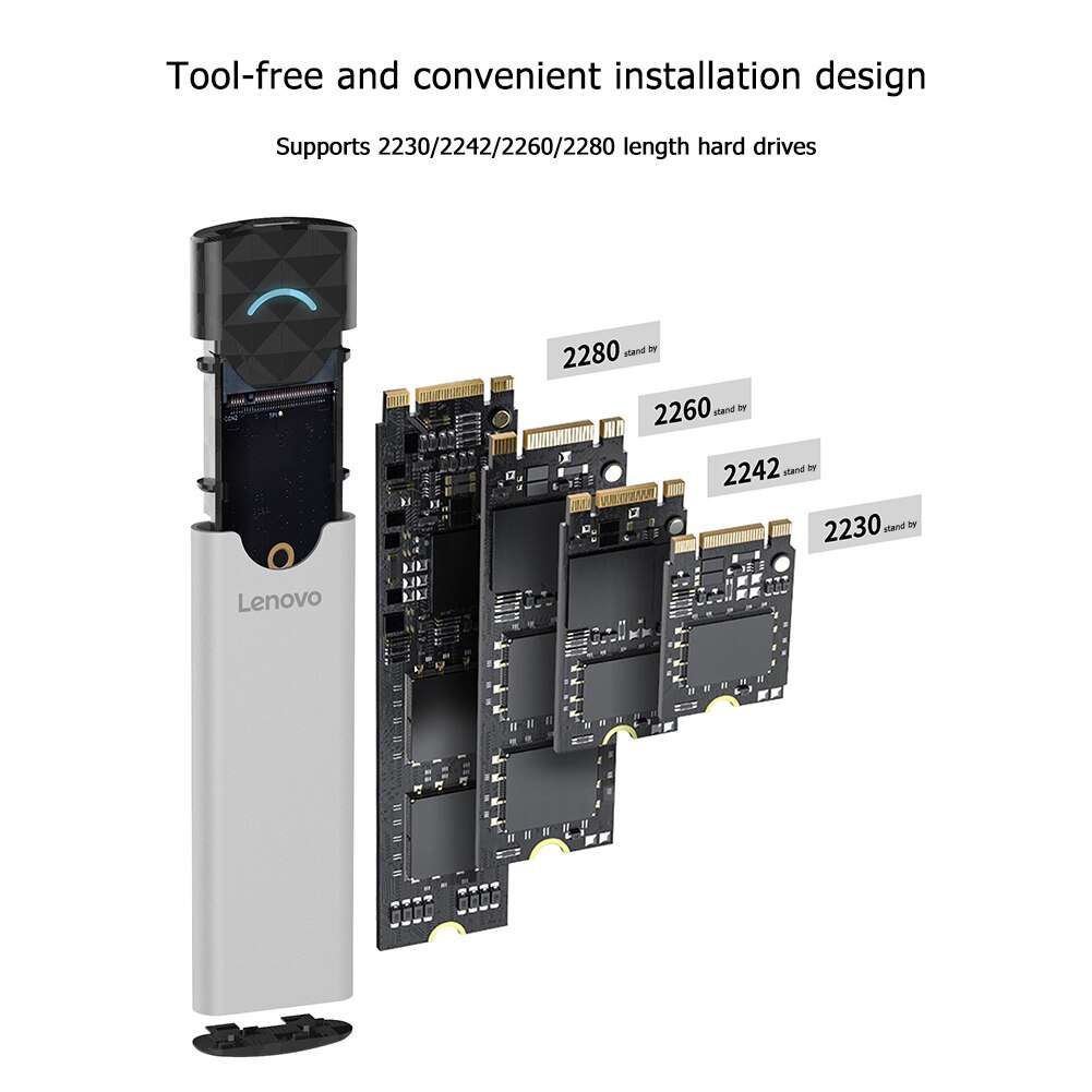 Lenovo M-01/M-02 M2 SSD Case USB 3.1 Gen2 Type C External SSD Disk Enclosure For M.2 NGFF SATA B B+M Key/NVME PCIE M Key SDD Box