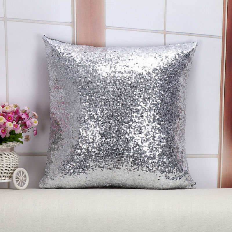 40 x 40 glitter pailletter støvtæt sofa pude boligindretning europa hjem tekstil: Sølv