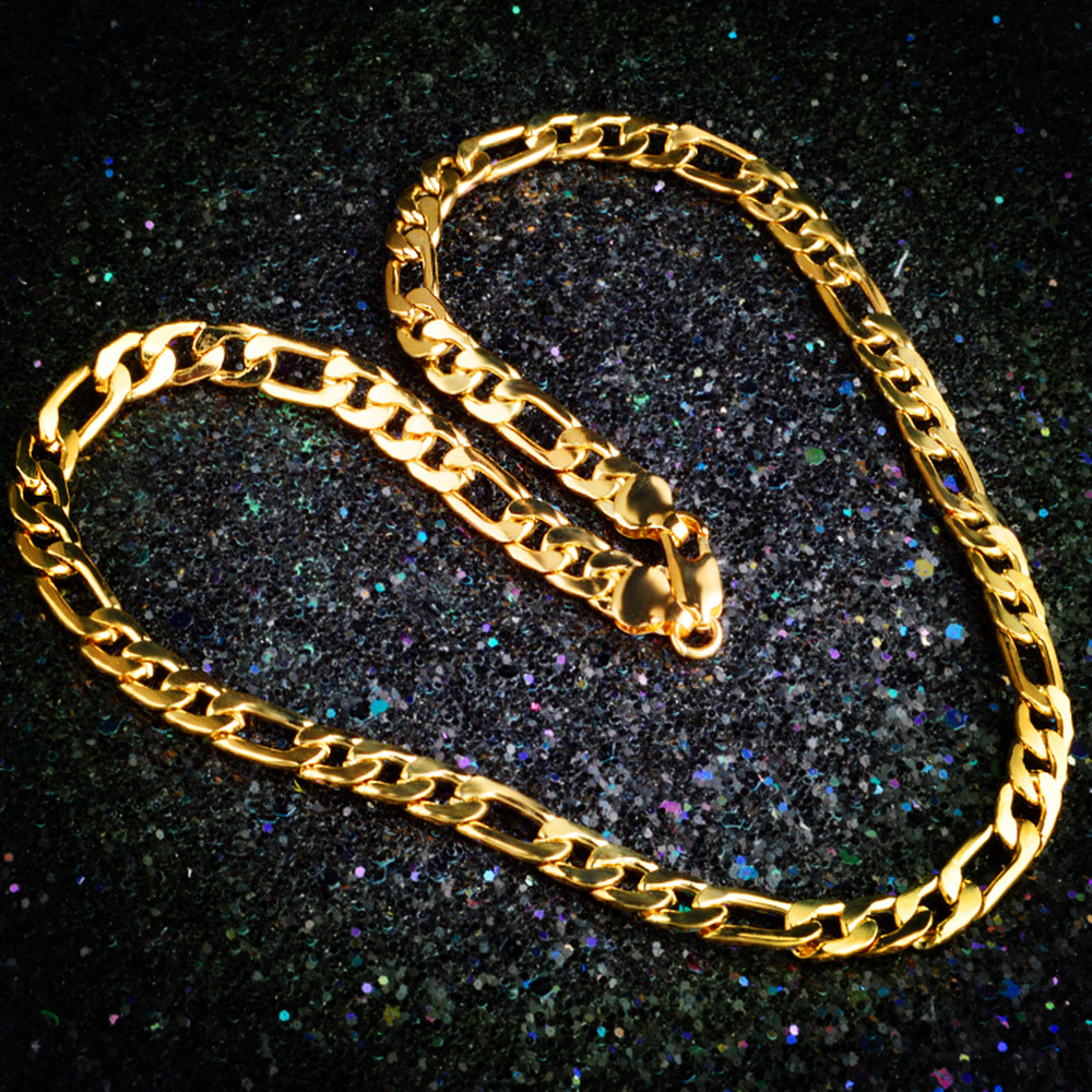 Hot new 18K collane in oro classico 8MM catena laterale collana in argento sterling 925 per uomo moda gioielli regali festa di nozze: Gold