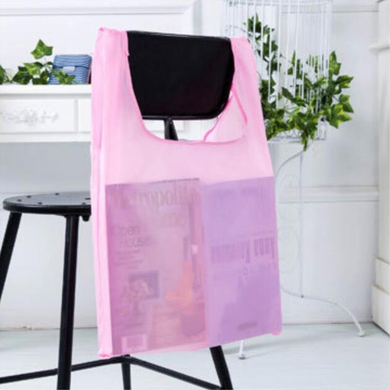 Mulher dobrável verde sacola de compras tote dobrável bolsa bolsas conveniente sacos de compras bolsa de supermercado grande-capacidade: Pink