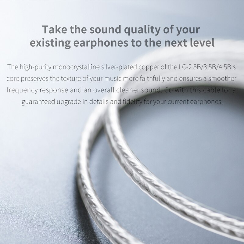 FIIO LC-2.5B LC-3.5B MMCX auricular, cable de repuesto de 4 hebras de alta pureza, Cable OCC plantado en plata de 1,2 m